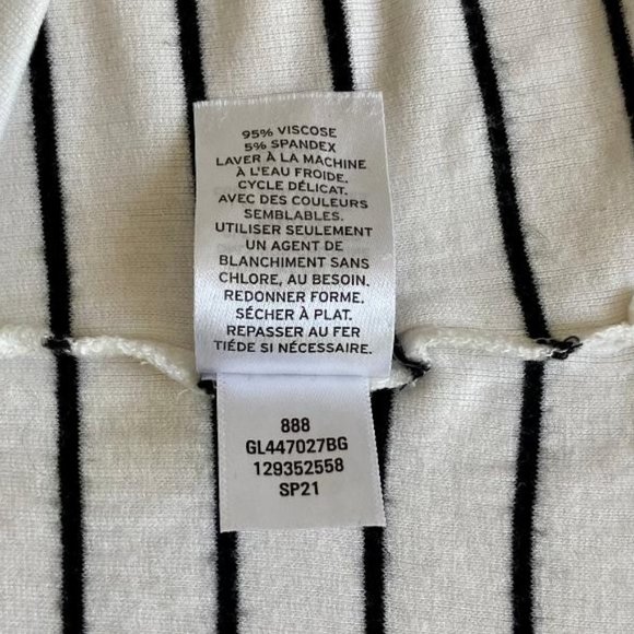 Nordstrom Girls' Ivory & Black Striped Ribbed Cropped Short Sleeve T-Shirt - Picture 6 of 7